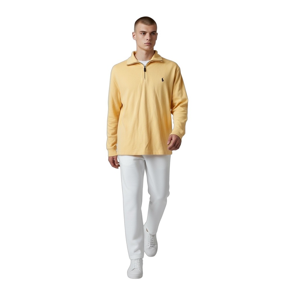 Polo Ralph Lauren Yellow ¼ Zip Sweater Men's M | Vintage Cotton Pullover